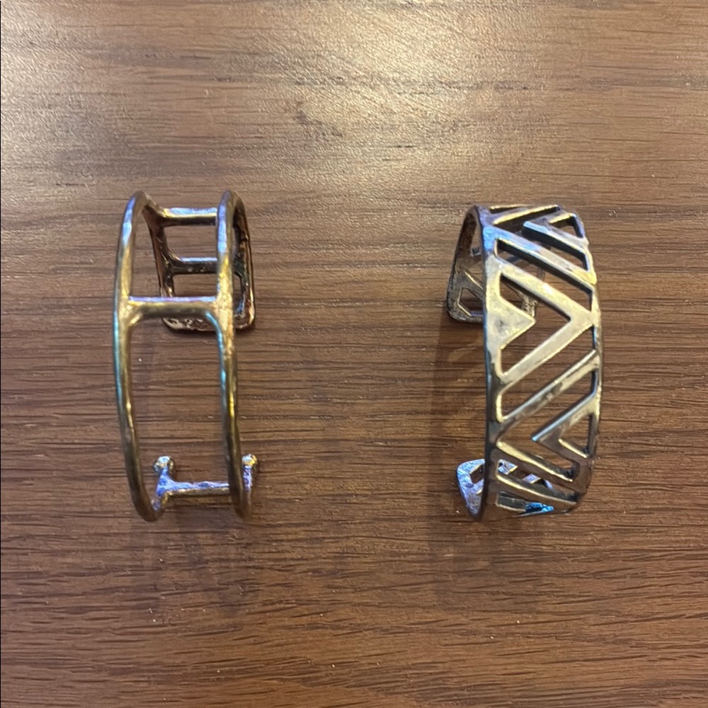 Lucky Brand Distressed Gold Geometric Cuff Bracelets